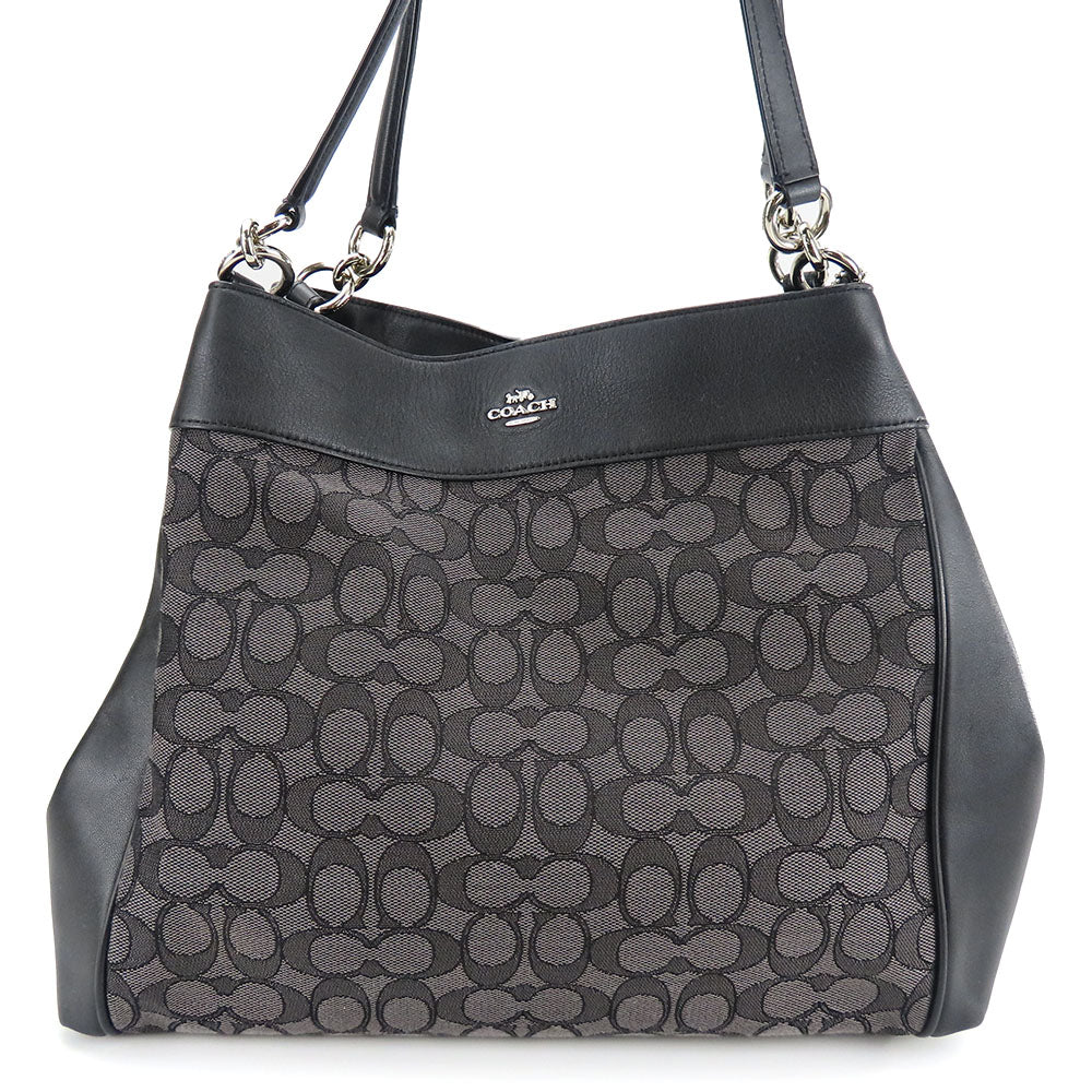 Coach Tote Bag F27579 Canvas, Leather Black Women