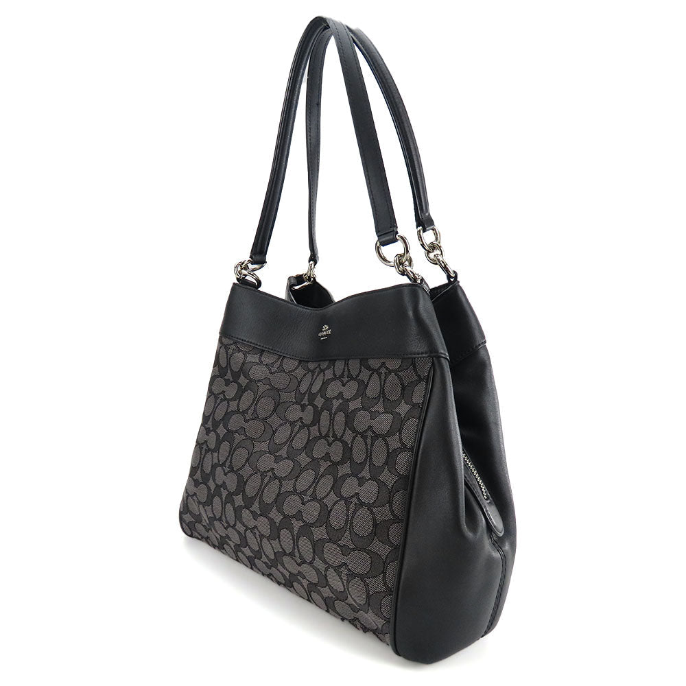 Coach Tote Bag F27579 Canvas, Leather Black Women