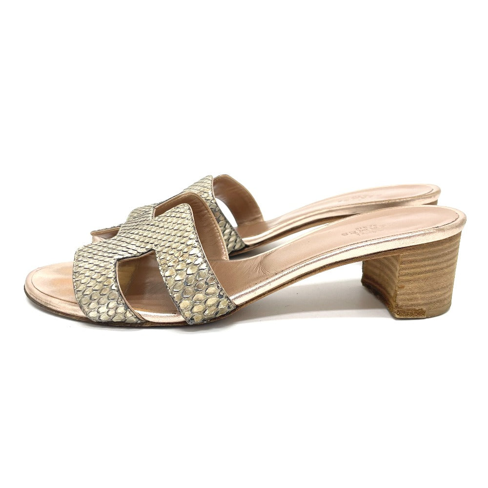 Hermes Sandals Leather Beige Type H Motif Oasis Oasis Women 36.5