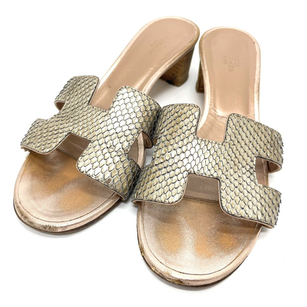 Hermes Sandals Leather Beige Type H Motif Oasis Oasis Women 36.5