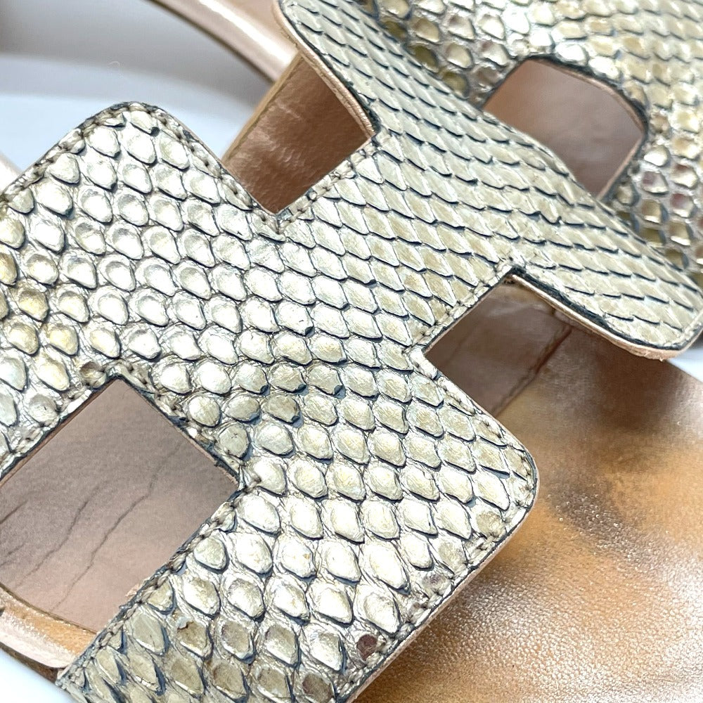 Hermes Sandals Leather Beige Type H Motif Oasis Oasis Women 36.5