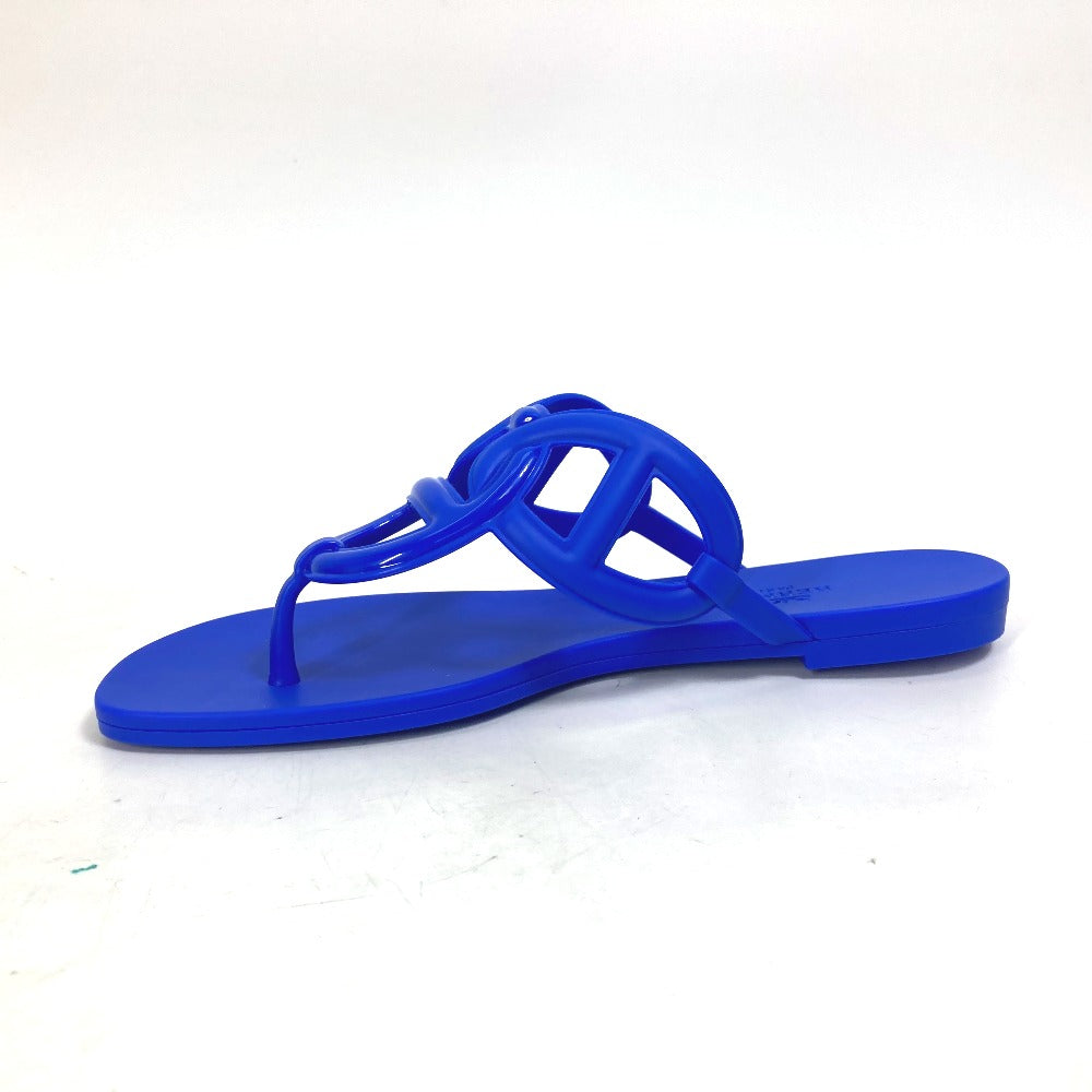 Hermes Sandals Rubber Blue Flat Thong Shoes Chene Dunkle Egeri Women 36