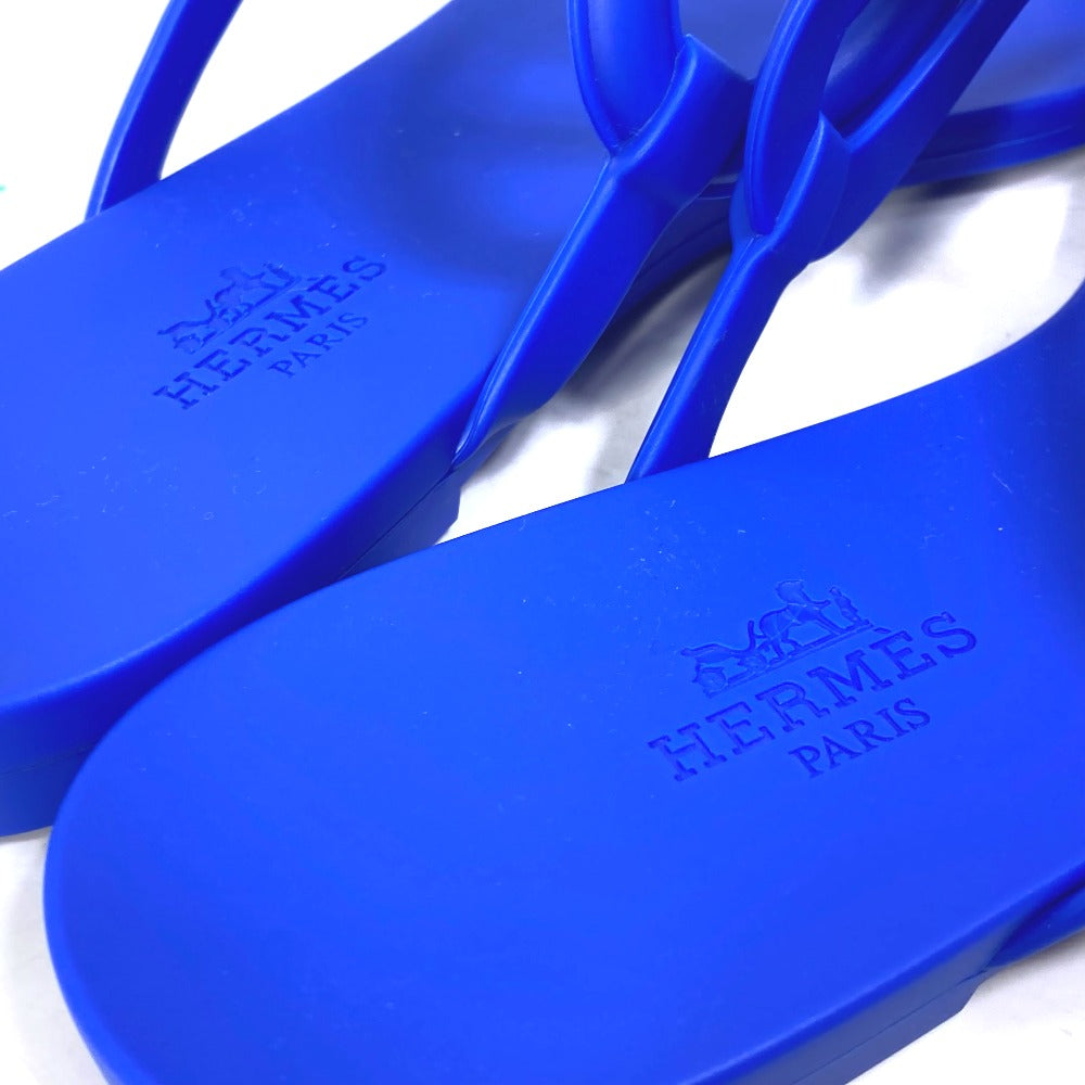 Hermes Sandals Rubber Blue Flat Thong Shoes Chene Dunkle Egeri Women 36