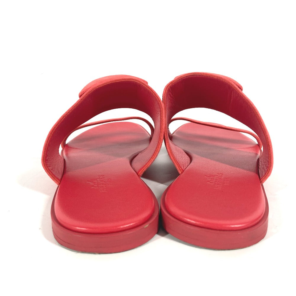 Hermes Sandals Suede, Leather Red Caia Meador 38 1/2