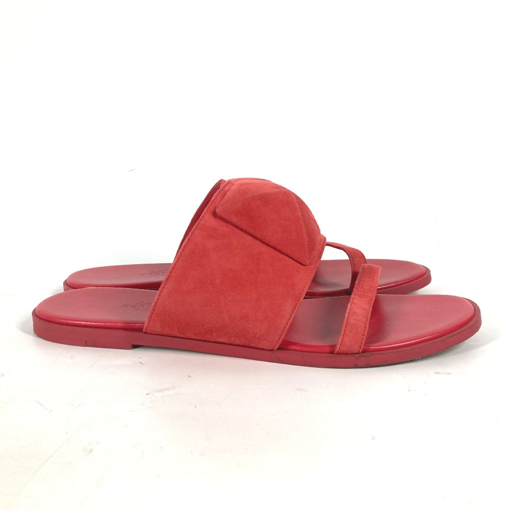 Hermes Sandals Suede, Leather Red Caia Meador 38 1/2