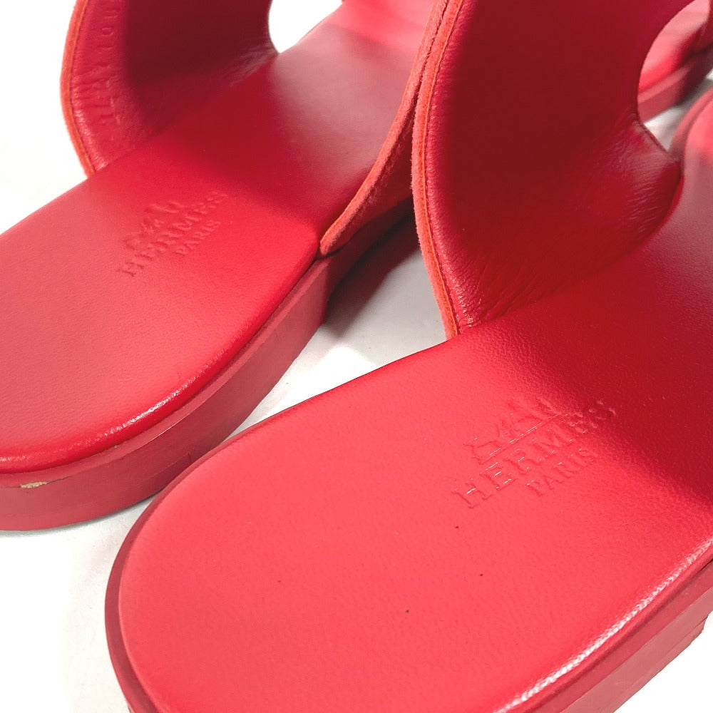 Hermes Sandals Suede, Leather Red Caia Meador 38 1/2