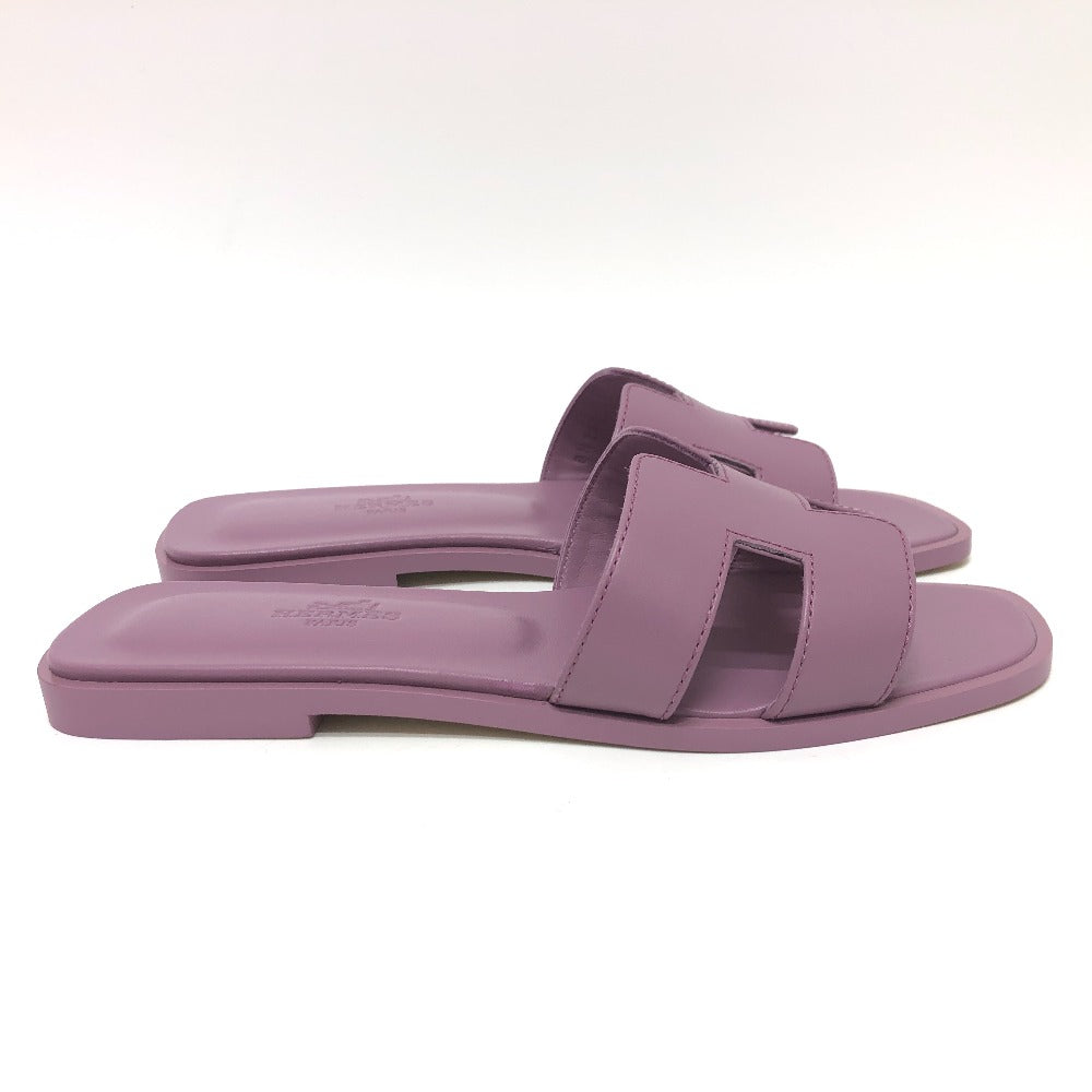 Hermes Sandals Leather Purple Oran Women 36