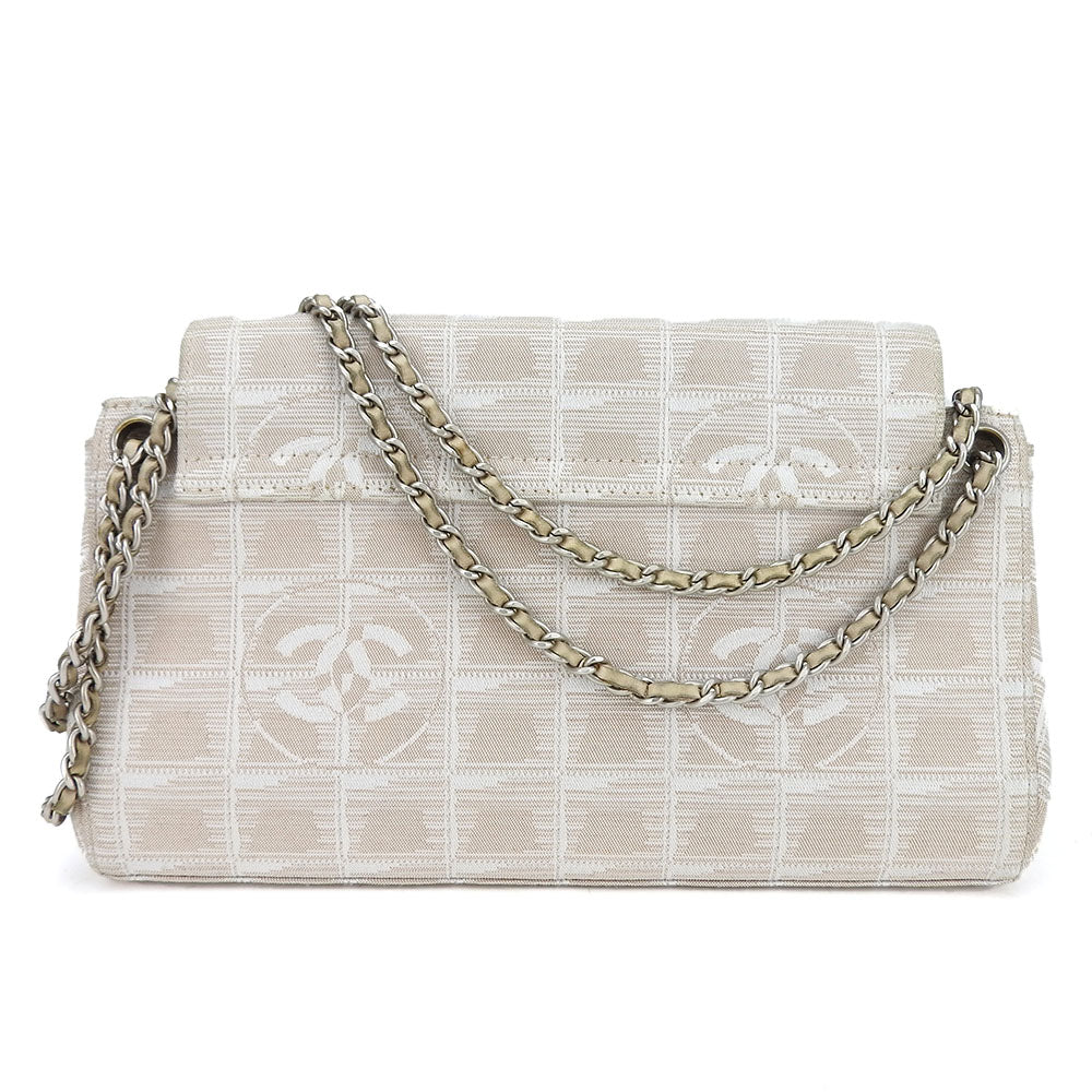 Chanel Shoulder Bag Nylon Beige New Travel Line Women