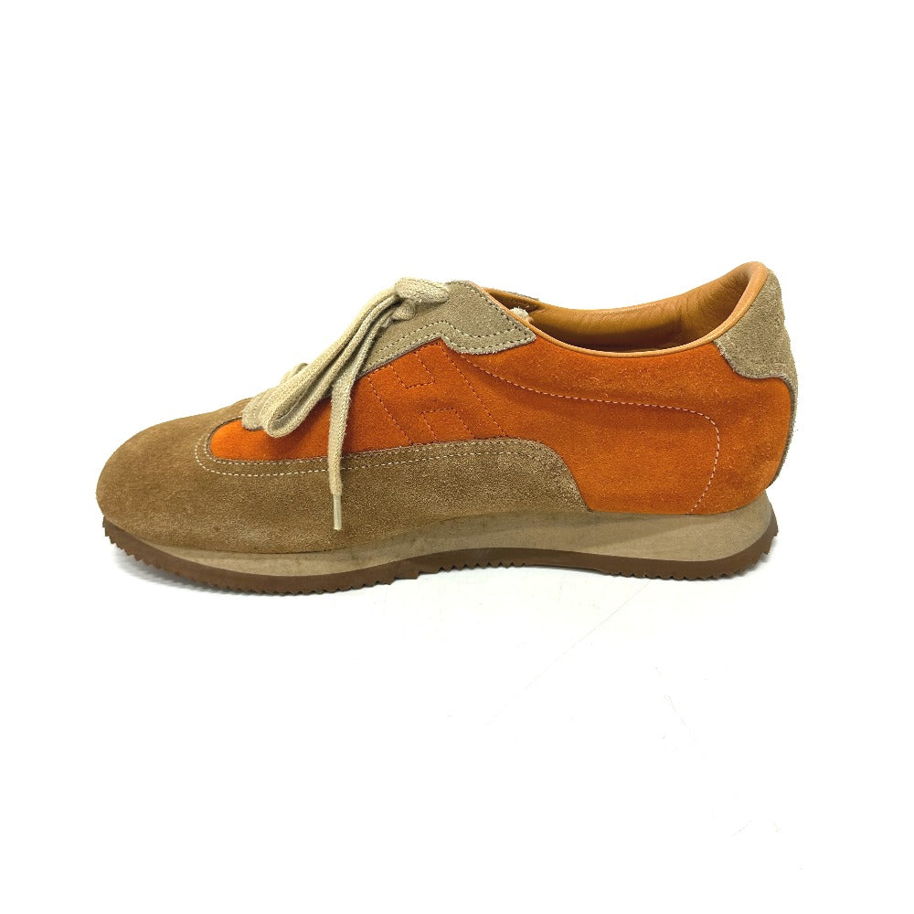 Hermes Sneakers Suede Orange Quick 42