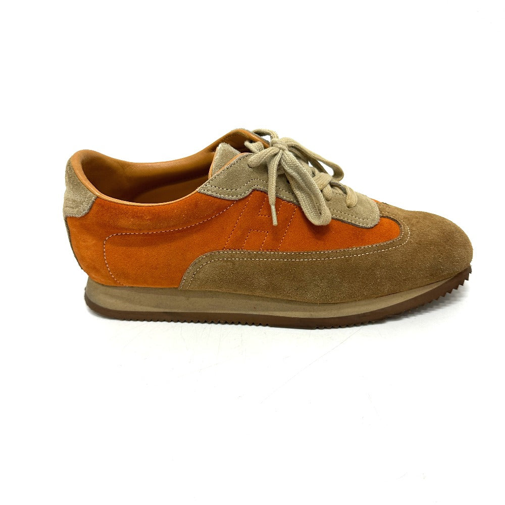 Hermes Sneakers Suede Orange Quick 42