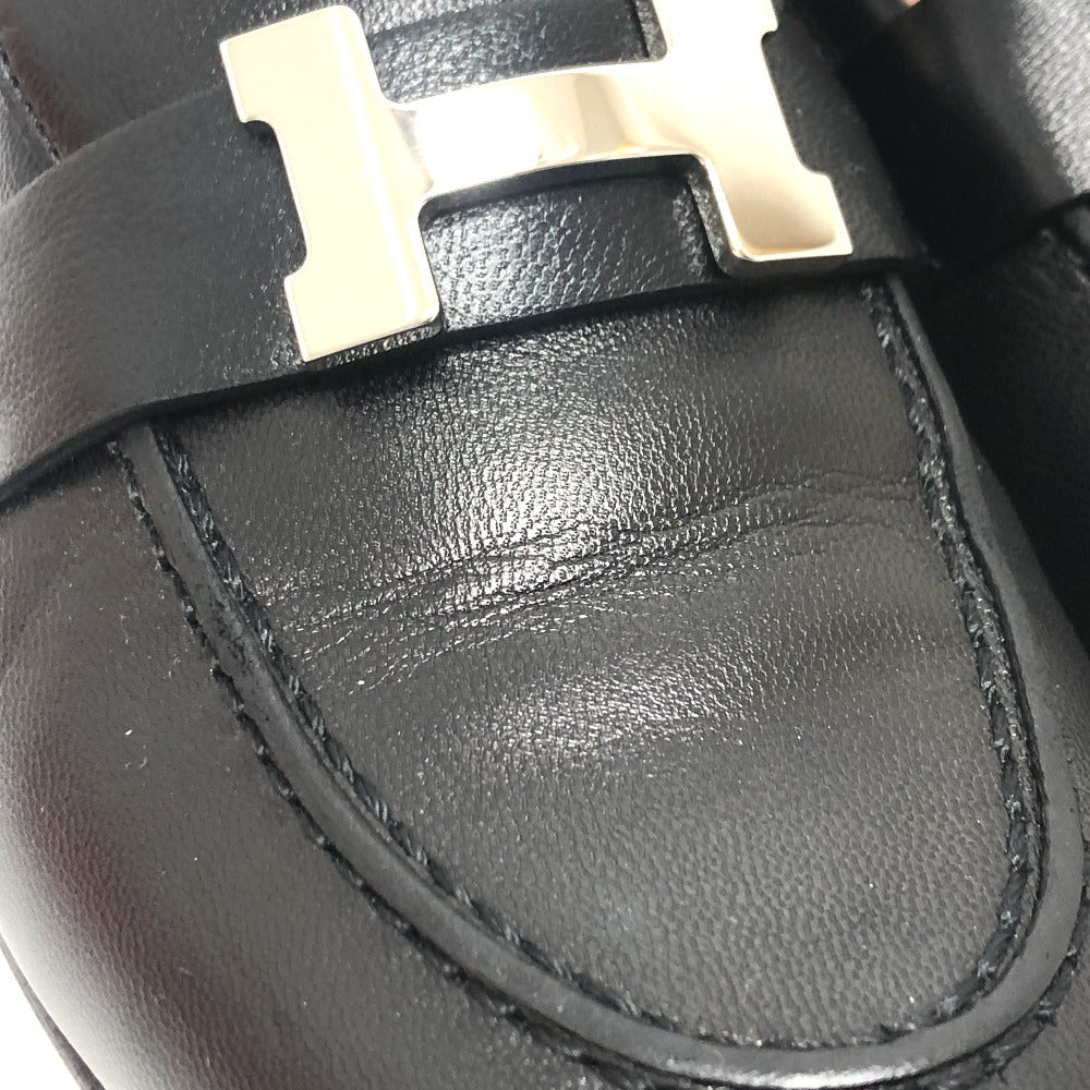 Hermes Leather Shoes Af201199Z Leather Black Moccasin H Logo Constance 34
