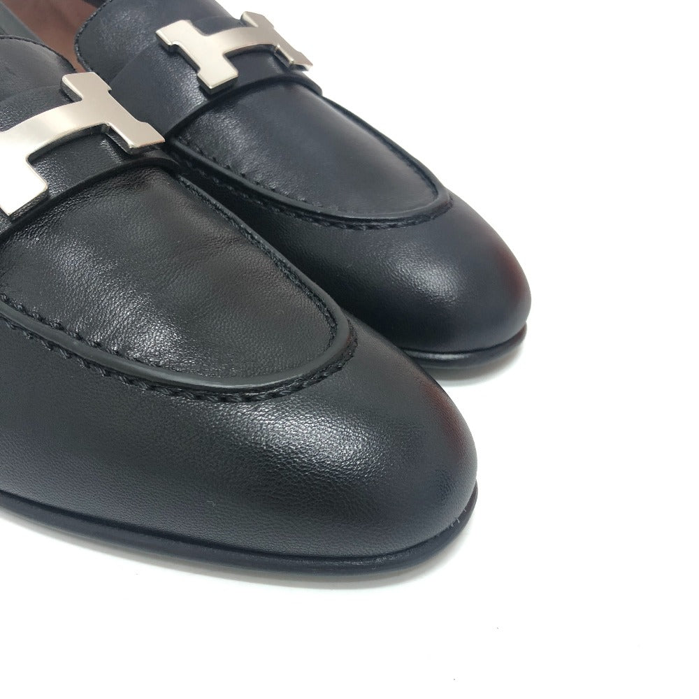 Hermes Loafers Black Moccasin H Logo Constance Women 35