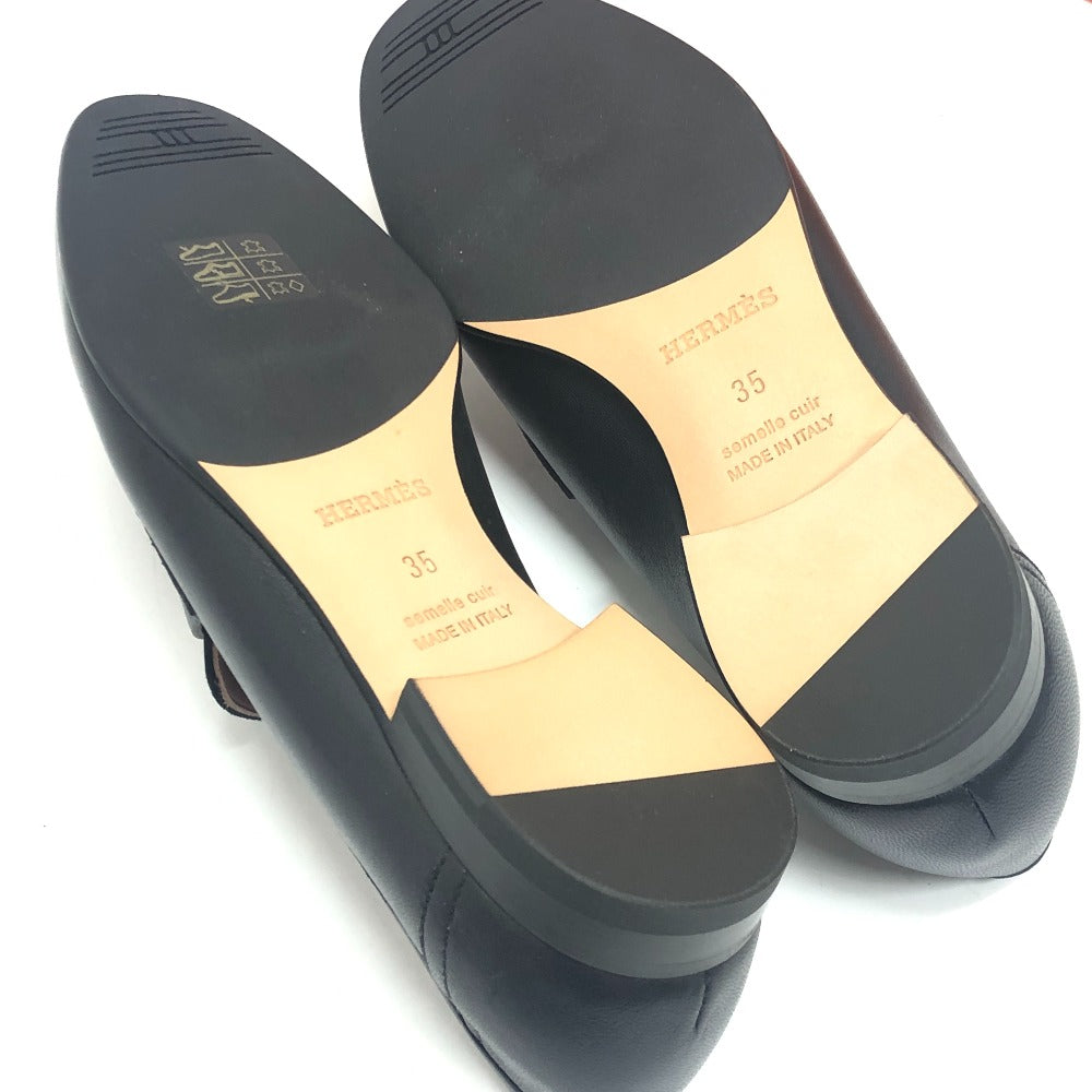 Hermes Loafers Black Moccasin H Logo Constance Women 35