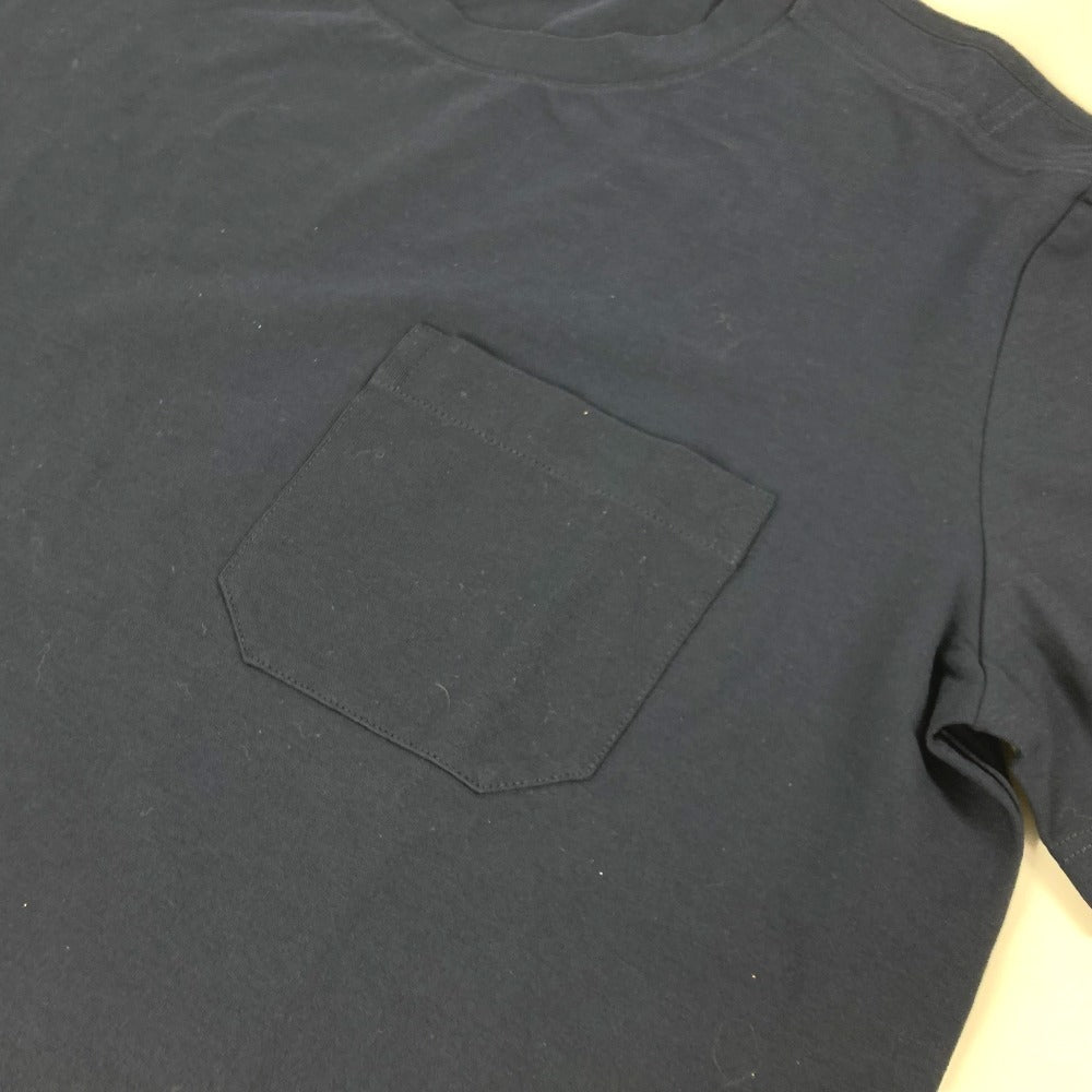 Hermes Short Sleeve T-Shirt Cotton Navy Pocket Mens S