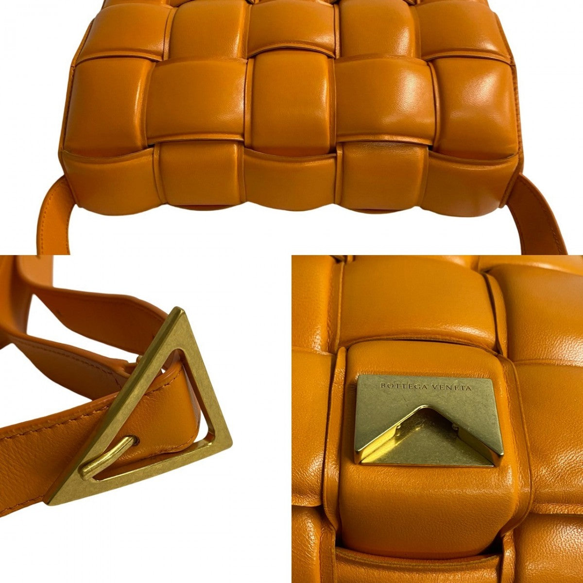 Bottegaveneta Shoulder Bag Leather Orange Padet Cassette Women