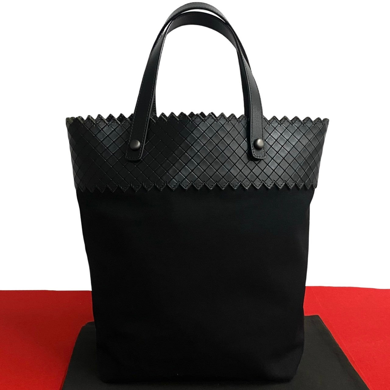 Bottegaveneta Tote Bag Leather, Canvas Black Intrecciato Women