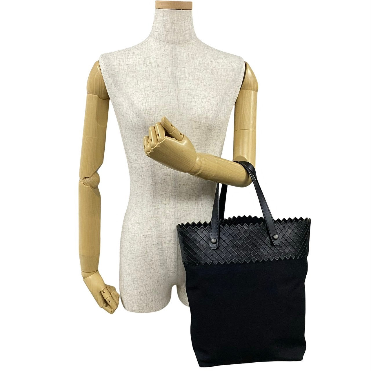 Bottegaveneta Tote Bag Leather, Canvas Black Intrecciato Women