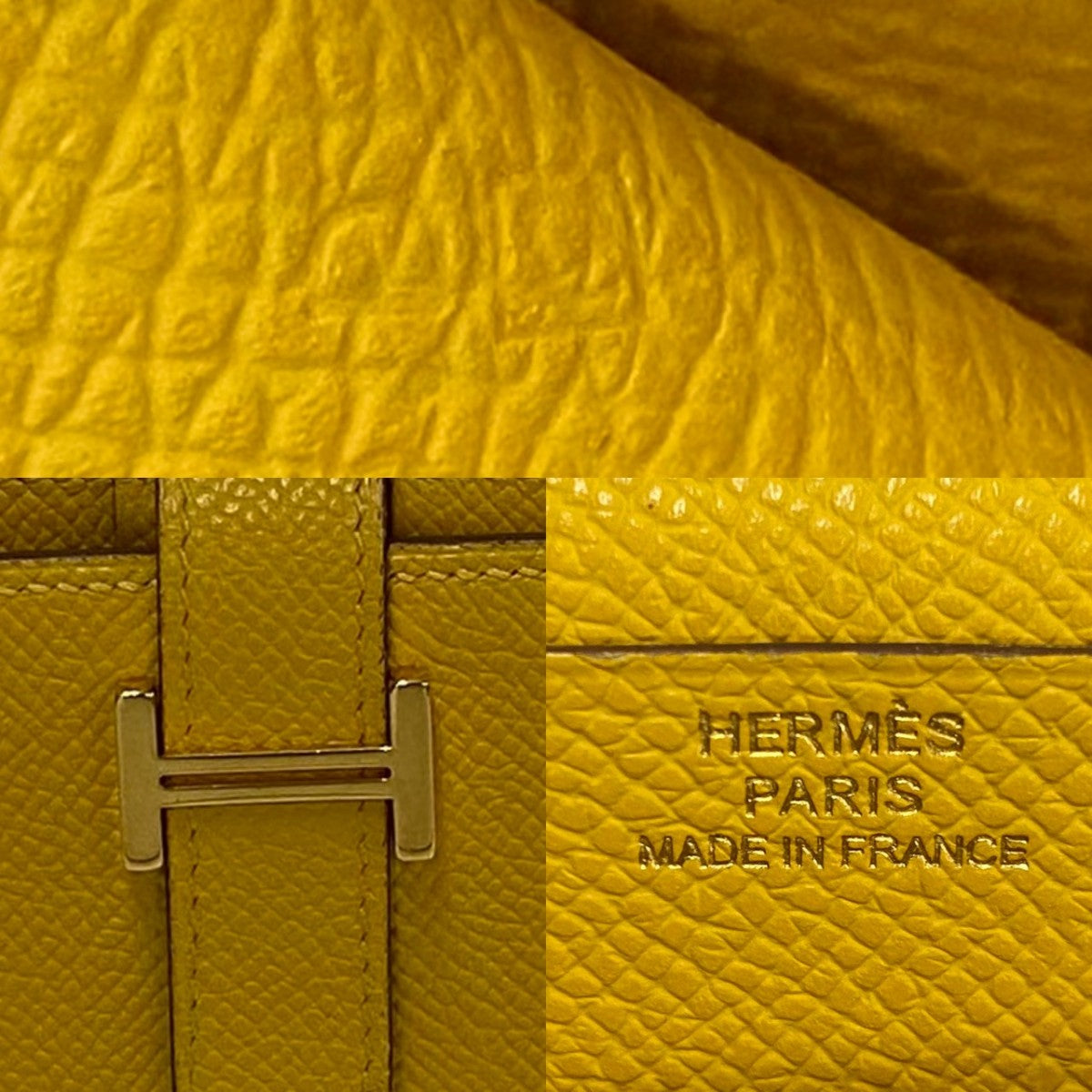 Hermes Long Wallet Purse Epsom Yellow Beansufla Women