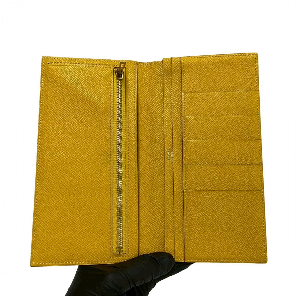 Hermes Long Wallet Purse Epsom Yellow Beansufla Women
