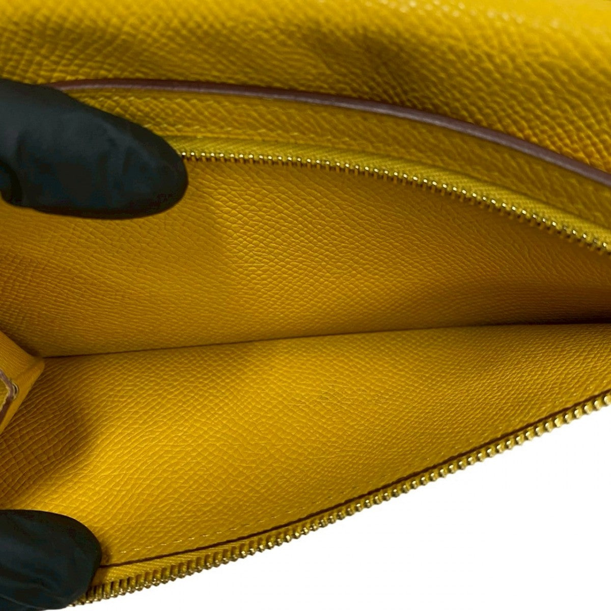 Hermes Long Wallet Purse Epsom Yellow Beansufla Women