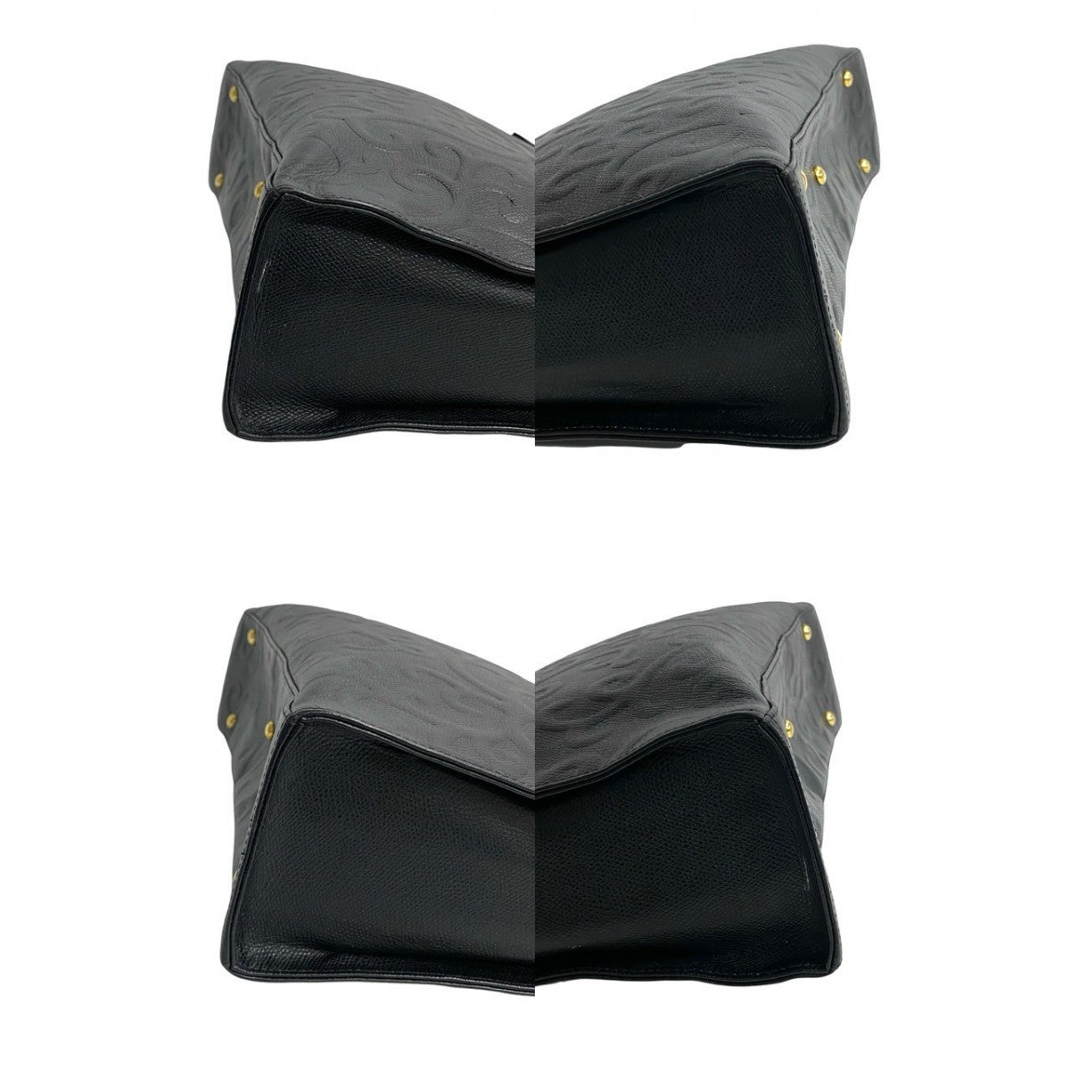 Yves Saint Laurent Tote Bag Leather Black Ysl Logo Arabesque Pattern Women(Unisex)
