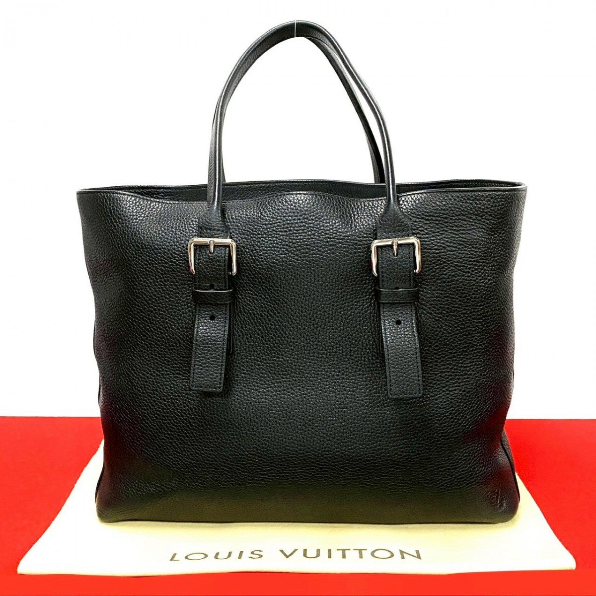 Louis Vuitton Tote Bag Leather Black Hippo Voyage