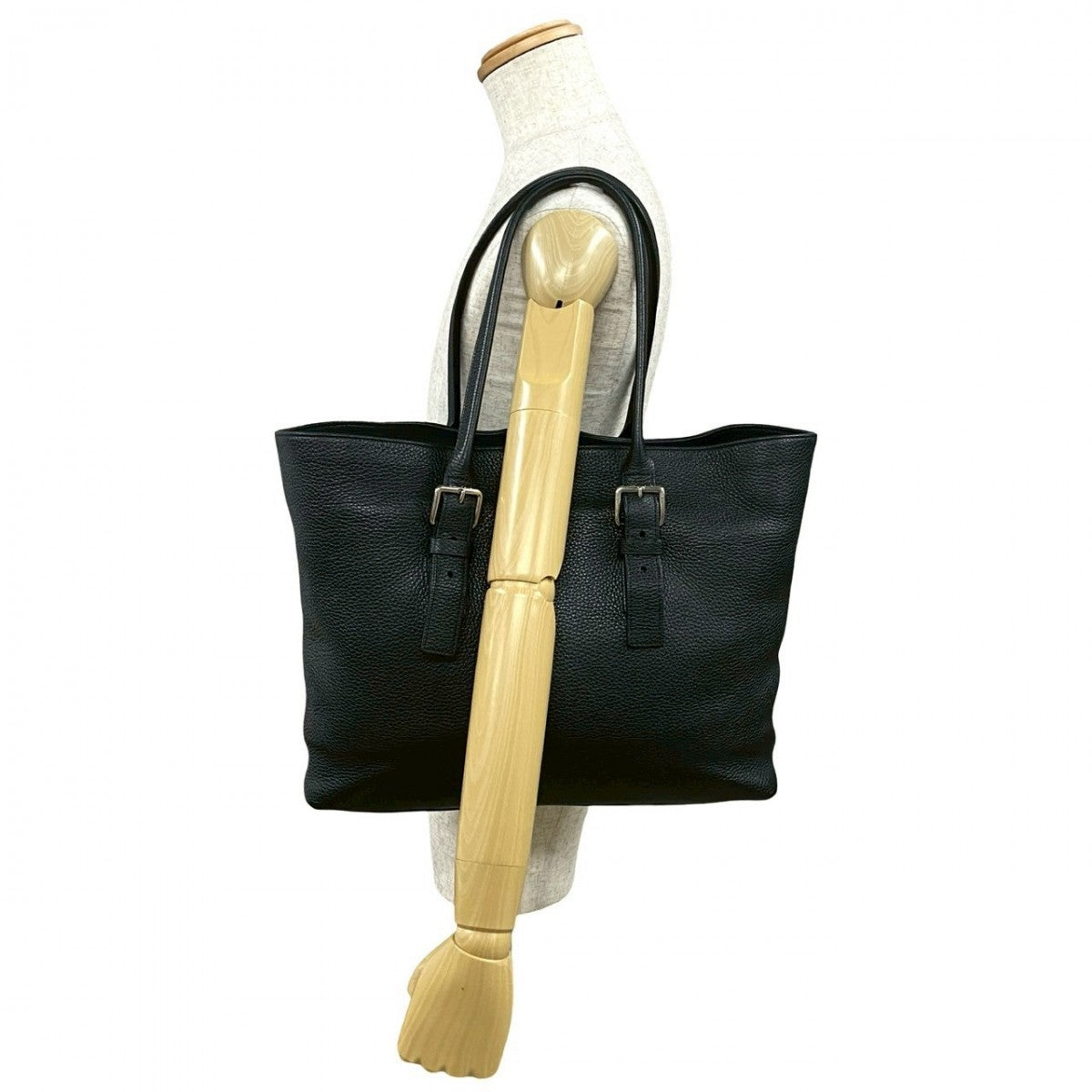 Louis Vuitton Tote Bag Leather Black Hippo Voyage