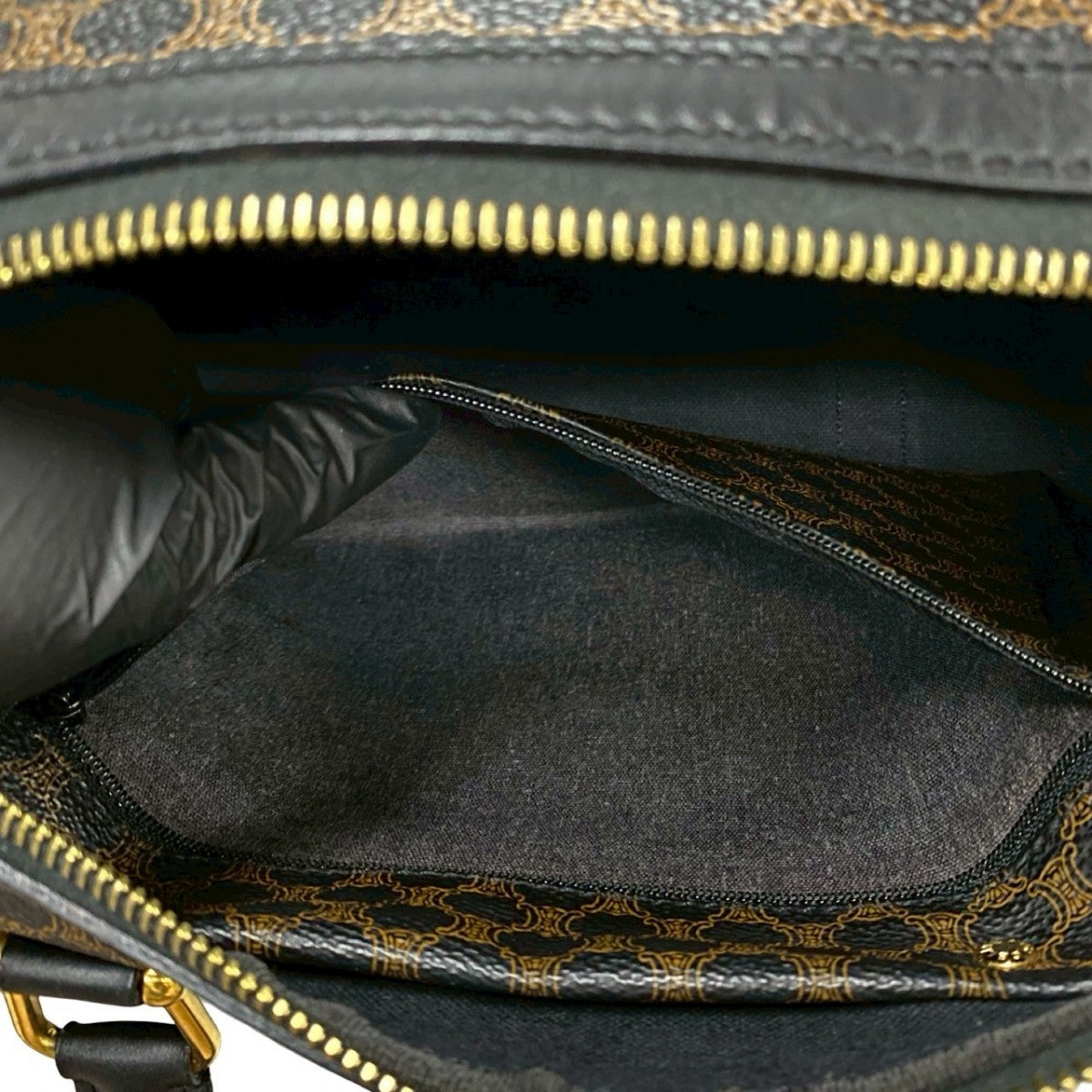 Celine Handbag Leather, Pvc Black Macadam Blason Triomphe Pattern Women