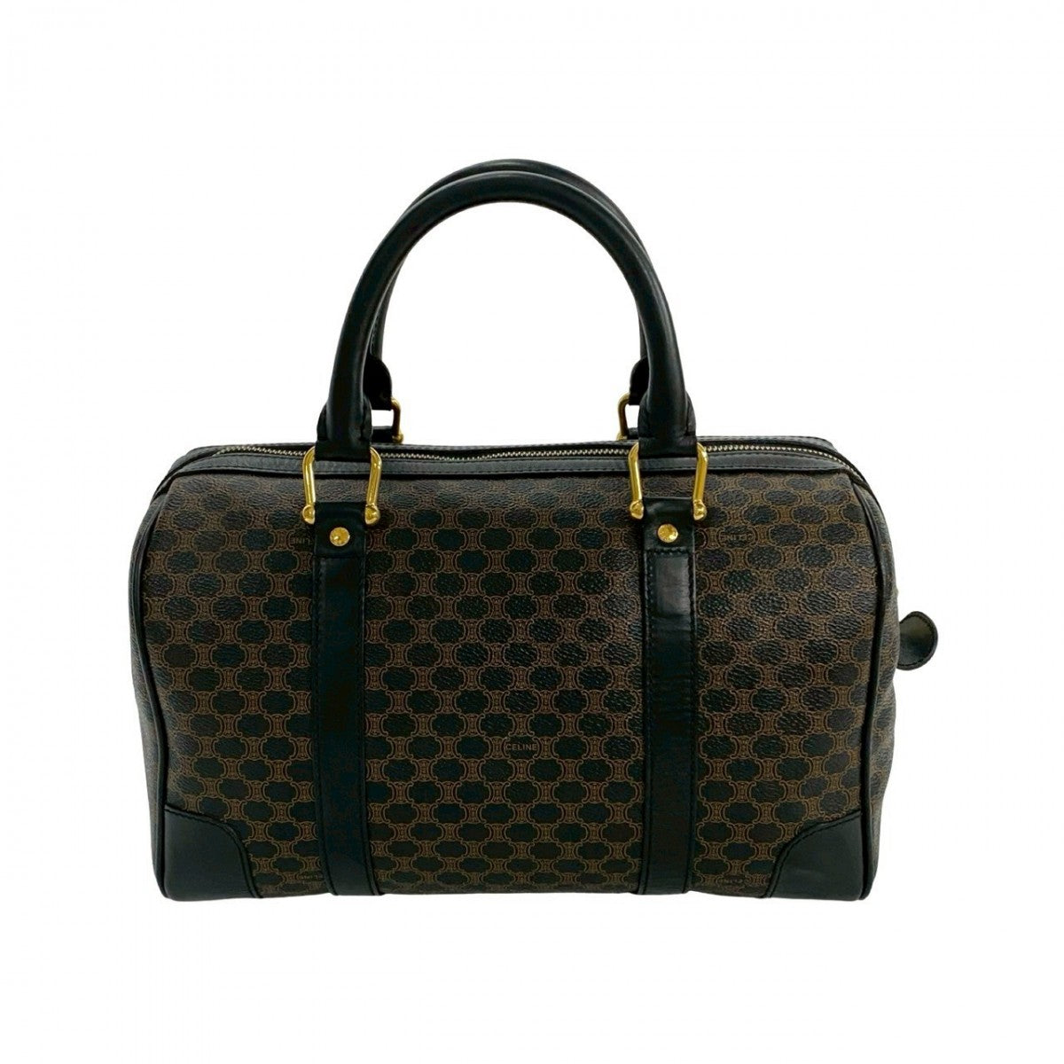 Celine Handbag Leather, Pvc Black Macadam Blason Triomphe Pattern Women