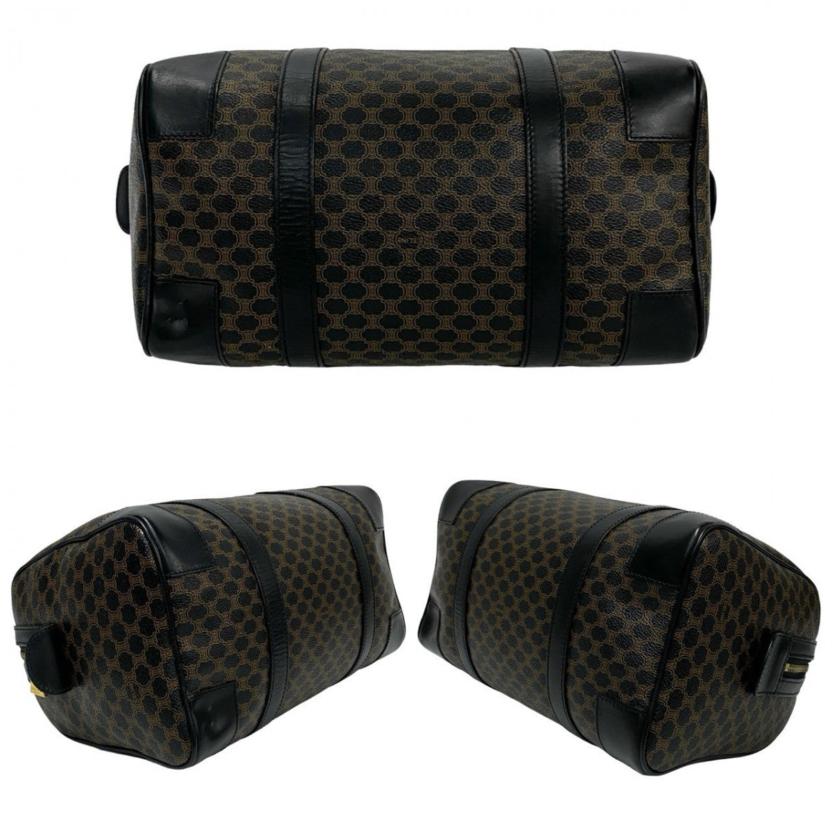 Celine Handbag Leather, Pvc Black Macadam Blason Triomphe Pattern Women