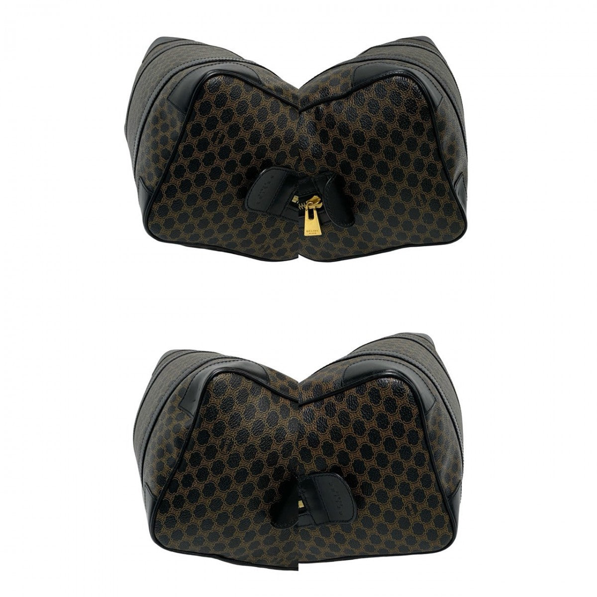 Celine Handbag Leather, Pvc Black Macadam Blason Triomphe Pattern Women