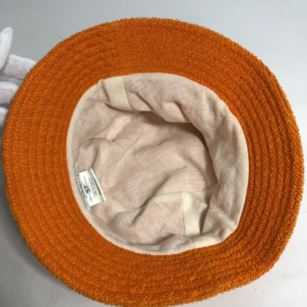 Hermes Hat Cotton Orange Pile H Logo Women 58