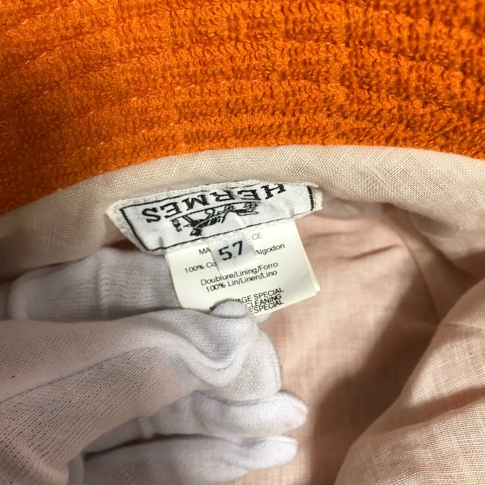 Hermes Hat Cotton Orange Pile H Logo Women 58