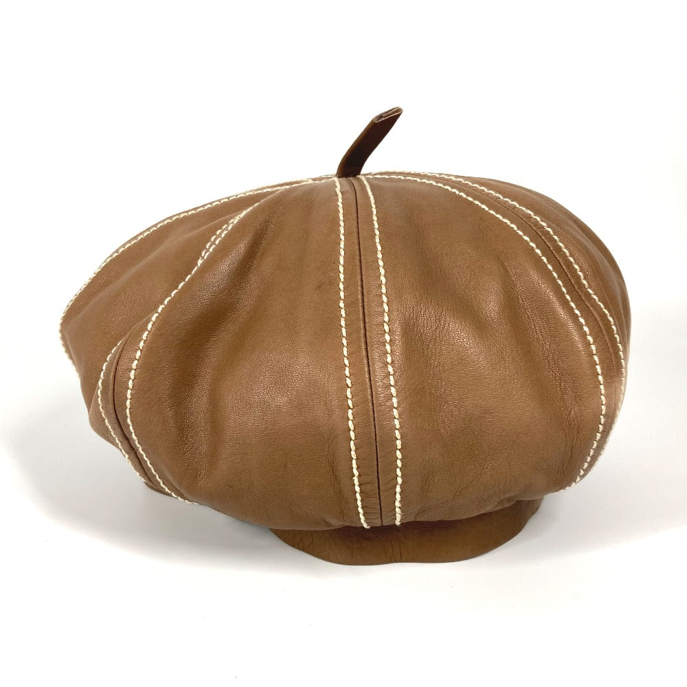 Hermes Beret Leather Brown 55
