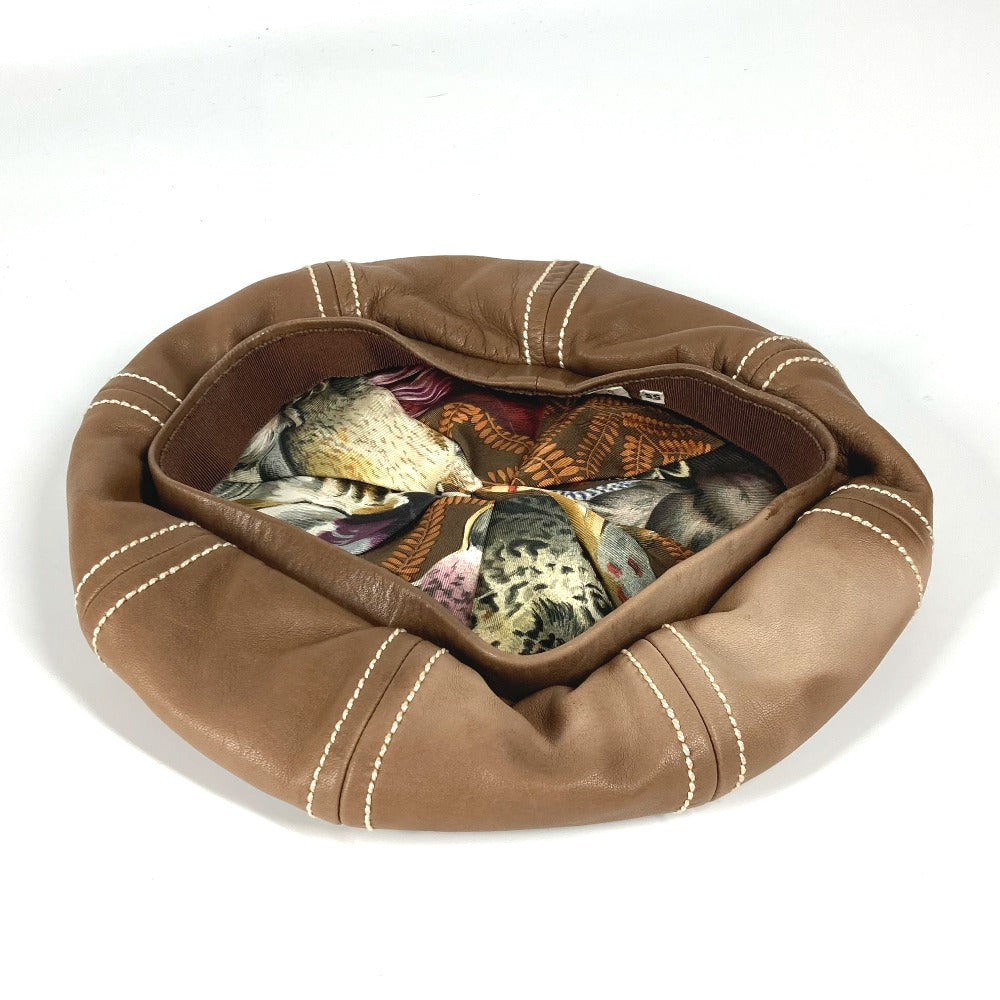 Hermes Beret Leather Brown 55