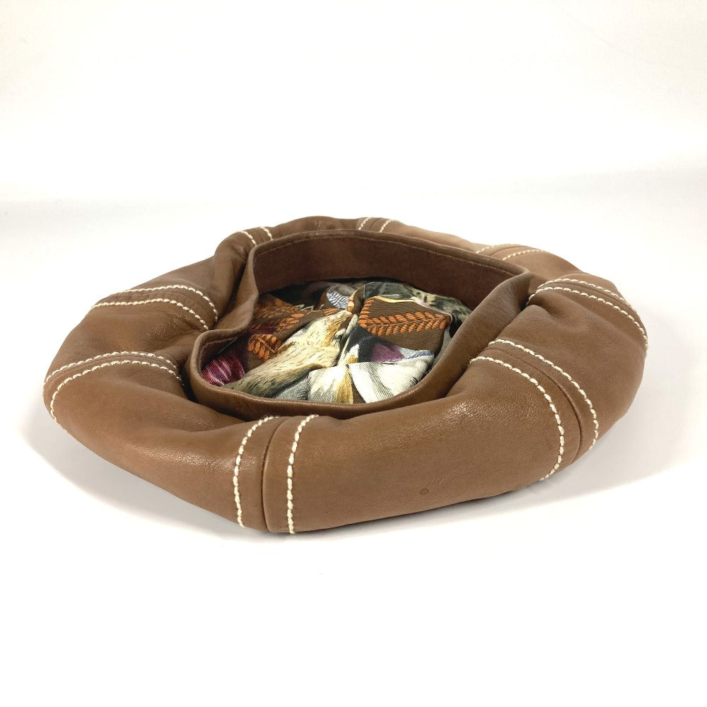 Hermes Beret Leather Brown 55