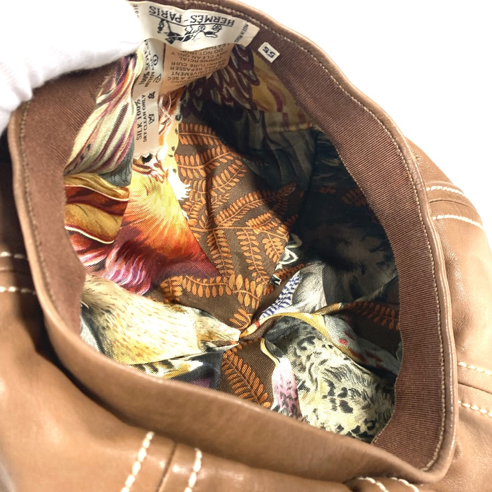 Hermes Beret Leather Brown 55