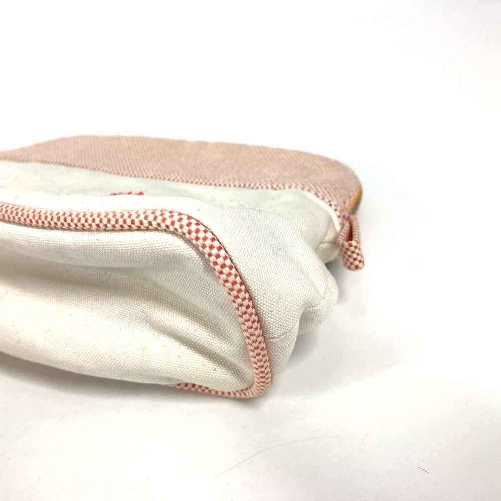 Hermes Pouch Canvas White Logo Horse Cheval