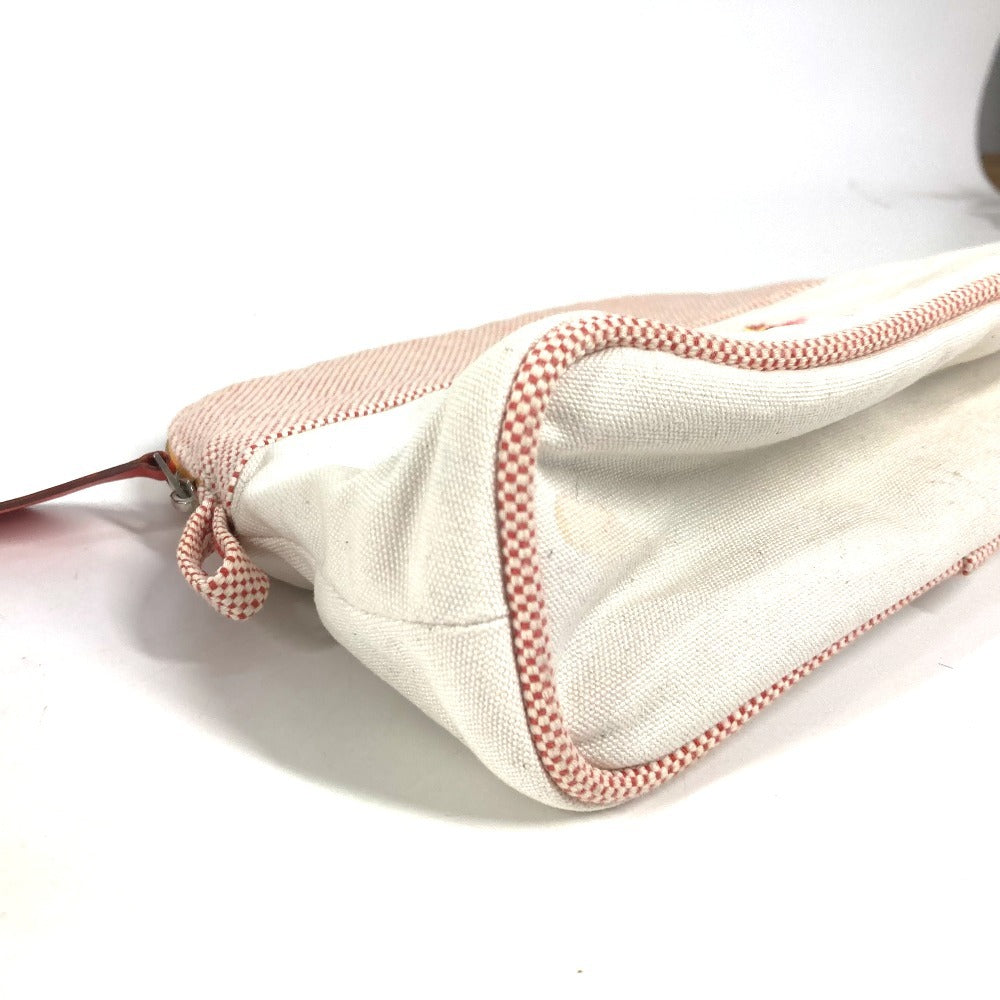 Hermes Pouch Canvas White Logo Horse Cheval