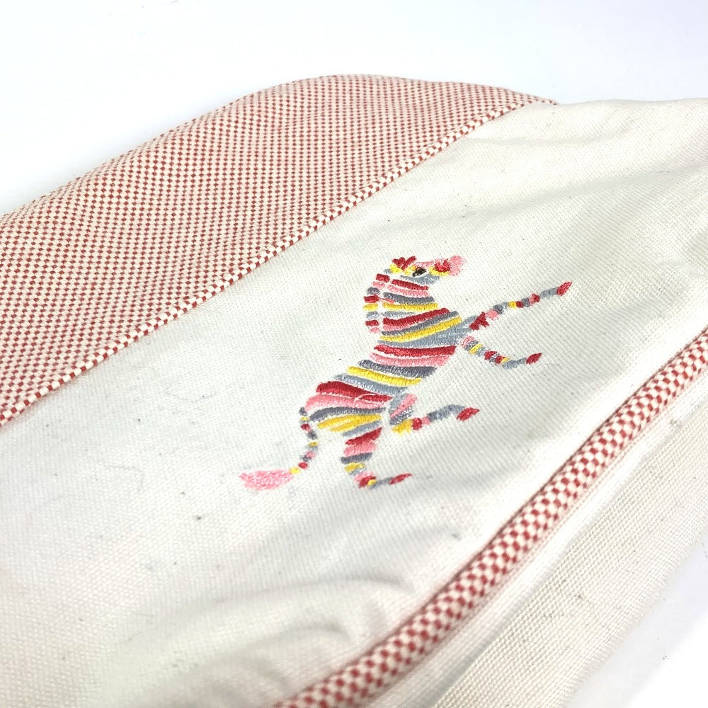 Hermes Pouch Canvas White Logo Horse Cheval