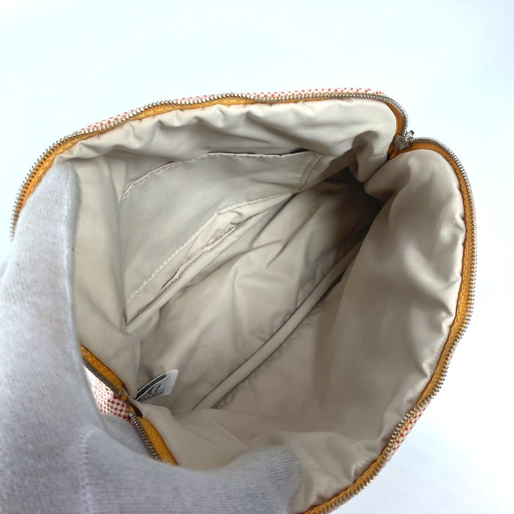 Hermes Pouch Canvas White Logo Horse Cheval