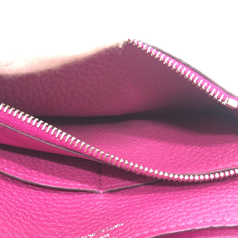 Hermes Folded Wallet Taurillon Clemence Purple Dogon Compact Women