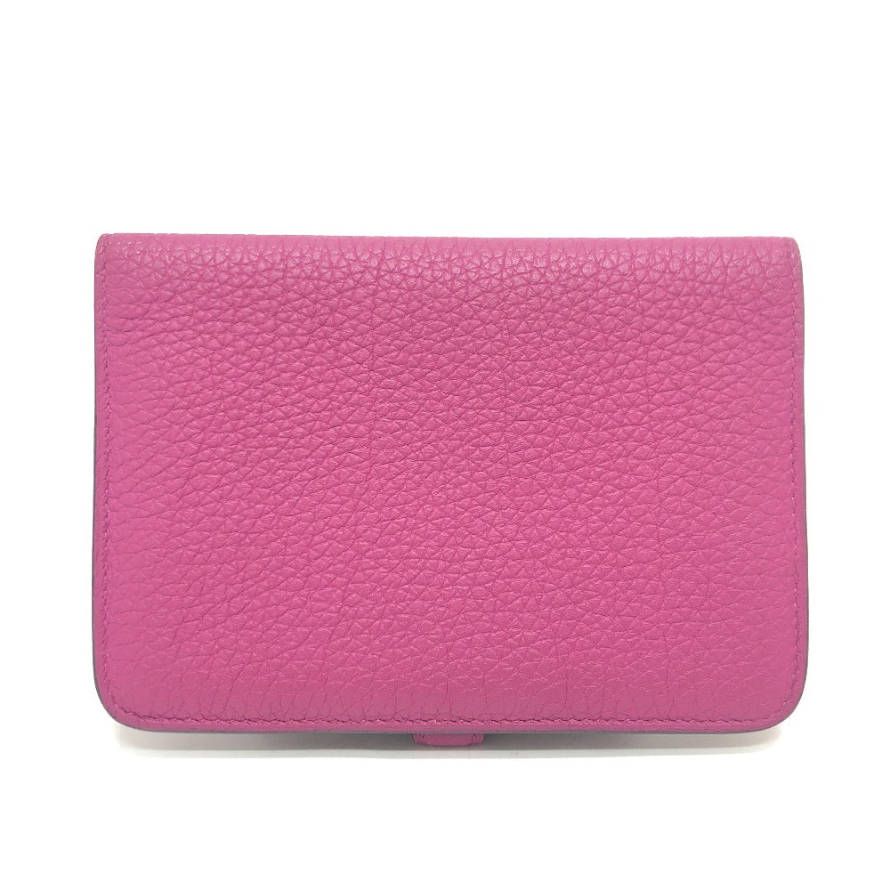 Hermes Folded Wallet Taurillon Clemence Purple Dogon Compact Women