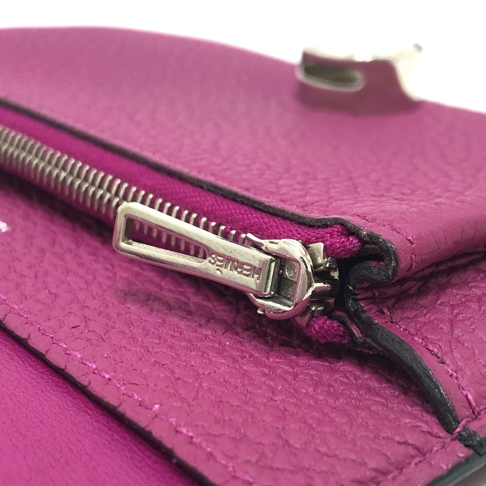 Hermes Folded Wallet Taurillon Clemence Purple Dogon Compact Women