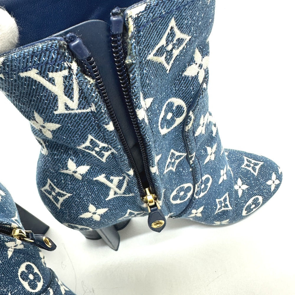 Louis Vuitton Boots Nl1201 Denim Blue Silhouette Line Women 36