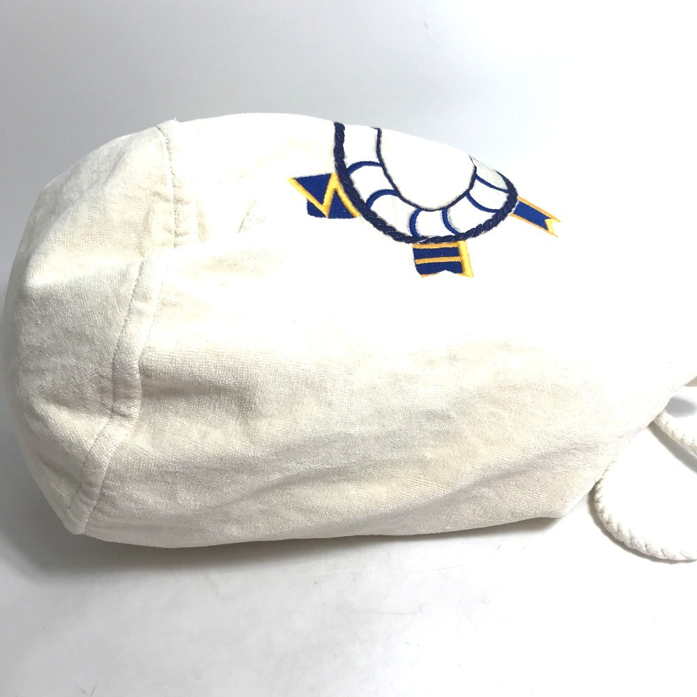 Hermes Shoulder Bag Cotton White Marine Pattern Purse Women