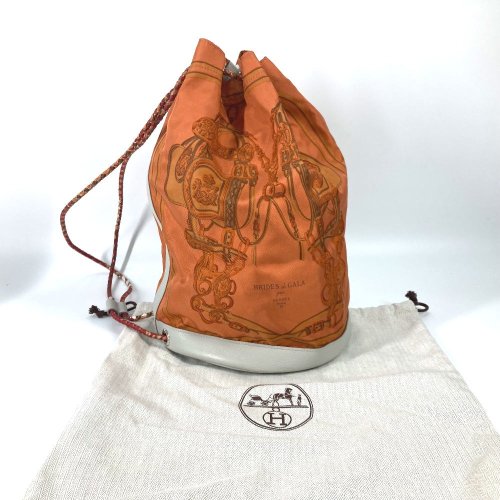 Hermes Shoulder Bag Silk, Leather Orange Shoulder Soie Cool 22 Brides De Gala Women