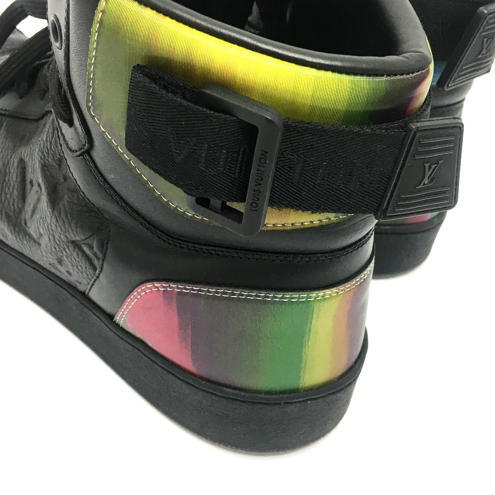 Louis Vuitton Sneakers 1A7S6R Leather Black Rivoli Line Monogram Mens 7