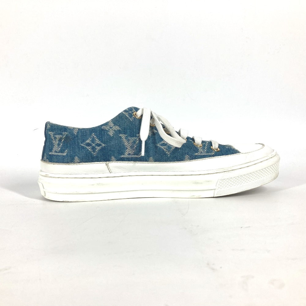 Louis Vuitton Sneakers Monogram Denim Blue Monogram Denim Shoes Shoe Laces Women 36.5