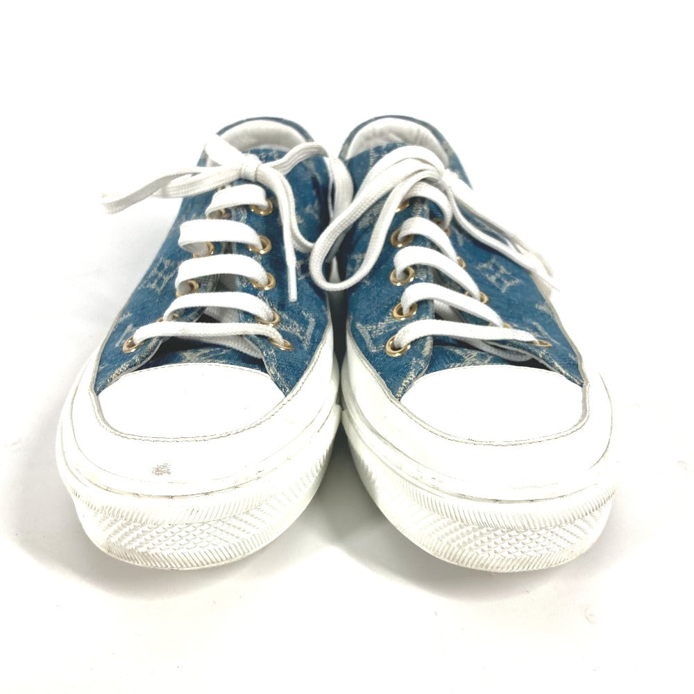 Louis Vuitton Sneakers Monogram Denim Blue Monogram Denim Shoes Shoe Laces Women 36.5